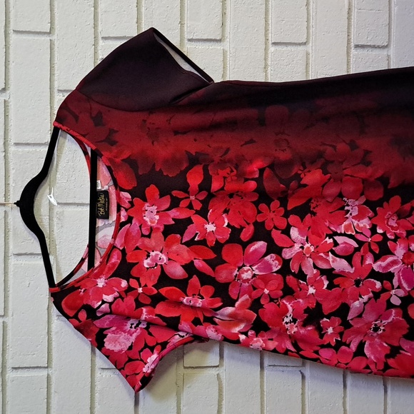 Bob Mackie Red/Pink/Black Floral Short Sleeve Maxi Dress. Size 2 XP - Picture 2 of 9